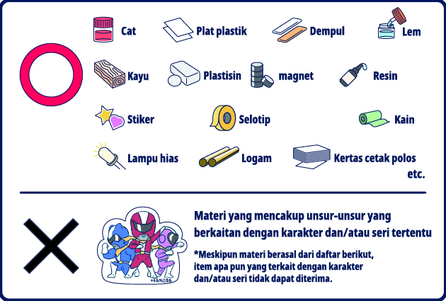 Bahan kerajinan yang tidak mengandung bahan apa pun yang berkaitan dengan karakter dan/atau seri tertentu dalam desain seperti warna, corak, dan bentuk